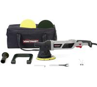 Dino KRAFTPAKET 640229 Polisseuse Excentrique 15 mm-950 W 12 Niveaux avec écran LCD et Fonction mémoire en kit avec éponge de Polissage et Plateau de Polissage pour Voiture, Bateau, hub XL, Gris