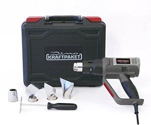 Dino KRAFTPAKET Pistolet à air Chaud DIY 2000 W (10 (3 + 7) Niveaux de température : 50-600 °C, air : 250-500 l/Min), souffleur à air Chaud avec élément Chauffant Mica, sèche-Cheveux à air Chaud avec