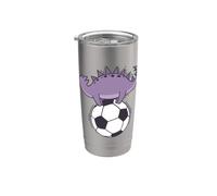 Dino loves Soccer Dinosaure Reptile Gobelet isotherme en acier inoxydable double paroi