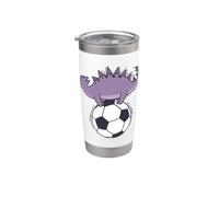Dino loves Soccer Dinosaure Reptile Gobelet isotherme en acier inoxydable double paroi