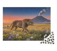 Dino Peut Puzzle 1000 Pièces Smilodon Puzzle en Carton Qualité Premium Puzzle Adulte Difficile Collection Vacances 70x50cm/1000pcs