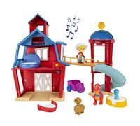 Dino Ranch Clubhouse du, Grand Ensemble de Jeu de 30cm avec Son et lumières, Comprend Un Silo avec Toboggan, Un Pont, Une Salle Extensible, 2 Dino Rancheurs, 2 Dinosaures DNR0123 Multicolore