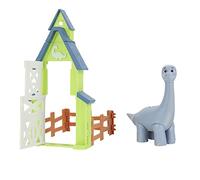 Dino Ranch Pack Action avec Brontosaure - 4 pièces de clôture à Relier - Quatre Styles à Collectionner - Jouets pour Enfants Comprenant Vos éleveurs pré-westoriques préférés