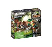 Playmobil - Set Dino Rise 71265 - Bébé spinosaure et combattant - Personnage et dinosaure en cage