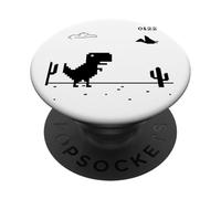 Dino T-Rex Dinosaure Pixel Game No Internet Hors Ligne Funny Men PopSockets PopGrip Adhésif
