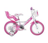 DINO Vélo Enfant fille - 16"" - 6/7 ans - Blanc et rose