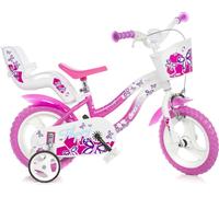Dino Vélos enfants fille Flappy 12 pouces 21 cm Fille Sur escalier Blanc/Rose
