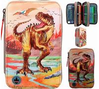 Dino World 12381 Trousse à 3 compartiments LED Marron kaki