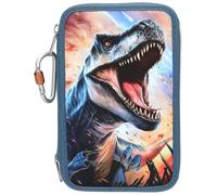Dino World + Action 0413982 Trousse À Crayons Bac À Stylos Polyester, Polyéthylène, Papier, Aluminium Multicolore