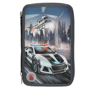 Dino World - Monster Cars Triple Pencil Case With Led, Police Car -... Toy NEUF