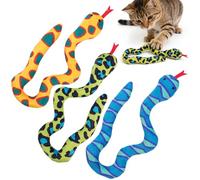 Dinochez Lot de 3 cordes à mâcher interactives, sûres pour nettoyer les dents, jouets à mâcher en forme de serpent infusés à l'herbe à chat pour l'intérieur, convient à toutes les races de chats