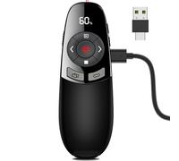 DinoFire Clicker de présentation avec compte à rebours, USB A et USB C rechargeable sans fil, télécommande PowerPoint pour enseignants, bureau, salle de classe, conférence