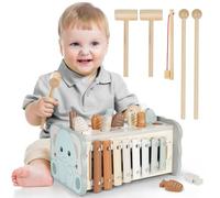 DINORUN Jouet Bebe 1 an, Jouet Montessori Xylophone Bebe, Jouet en Bois Jeux Enfants Cadeau Garcon Fille 1 2 3 4 Ans
