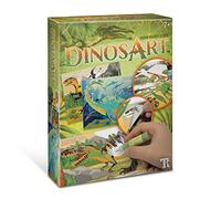 Dinos Art Tableau à Texturer - Kit Loisirs Créatifs pour Enfants 7 Ans et Plus - Tableaux Imprimés de Dinosaures Prêts à Décorer avec Stylo Applicateur et Pierres Autocollantes - Activité Manuelle
