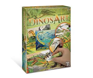 Dinos Art Tableau à Texturer - Kit Loisirs Créatifs pour Enfants 7 Ans et Plus - Tableaux Imprimés de Dinosaures Prêts à Décorer avec Stylo Applicateur et Pierres Autocollantes - Activité Manuelle