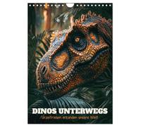 Dinos unterwegs: Urzeitriesen erkunden unsere Welt (Wandkalender 2026 DIN A4 hoch), CALVENDO Monatskalender: Besuch aus dem Mesozoikum: Dinosaurier zu Gast in unserer modernen Welt.