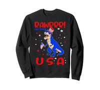 Dinosaur 4th of July Rawrrr in The USA T Rex America Flag Sweatshirt