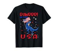 Dinosaur 4th of July Rawrrr in The USA T Rex America Flag T-Shirt