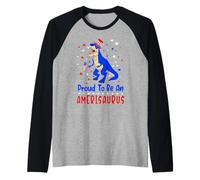 Dinosaur 4th of July T Rex Proud to Be an Amerisaurus Manche Raglan