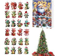 Dinosaur Advent, 24 jours de Noël, compte à rebours de Noël, pendentif plat en acrylique 2D pour adultes, adolescents, activités familiales quotidiennes, pour les fêtes de classe, pour