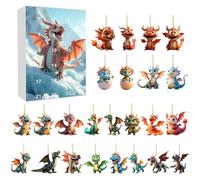 Dinosaur Advent Calendars 2025, 24 Days Christmas Countdown Calendar with 2D Acrylic Dinosaur Christmas Ornament for Kids Adults