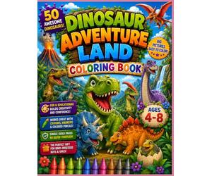 Dinosaur Adventure Land: Coloring Book for Kids Ages 4-8 (Little Mind Press)