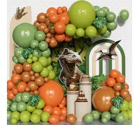Dinosaur Balloon Arch Kit, 167Pcs Kit Garland Balloons Green Orange Brown, Olive Green Balloons For Boys Jungle Safari Dinosaur Theme Wild Game Birthday Party Decorations