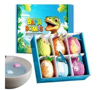 Dinosaur Bath Balls, 6-Piece Bath Toy Set, 2.13x2.13x3.07 Inches Bubble Balls with Hidden Toys, Kids Baths Set, Mild Baths Ball with Colorful Design, Bathroom Home for Birthday Holiday
