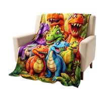 Dinosaur Blanket for, Girls Cute Flannel, HD Digital Print, Decoration | Sturdy Smiling Dinosaur, Blanket Ergonomic for, Car Trip Bed, Living Room Sofa, Bedroom Dormitory Compact, Decoration