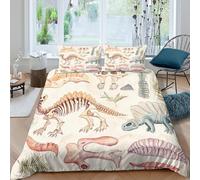 Dinosaur Bones Parure de Lit Microfibre Hypoallergique 3 pièces Imprimé en 3D Confortable Watercolor Paleo Art Housse de Couette avec 2 Taies d'oreiller Super Douce for Enfant Double（200x200cm）