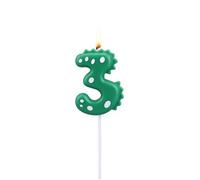 Dinosaur Bougie d'Anniversaire, Bougies Chiffres Vertes pour Décorations de Gâteau et Cupcakes Décorations de Fête Thème Dinosaure Fournitures d'Anniversaire pour Enfants Garçons (Chiffre 3)