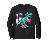 Dinosaur Bowling Player Fun Graphic Dino Bowler Kids Adults Manche Longue