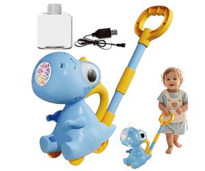 Dinosaur Bubble Machine, fabricant de bulles de dinosaures - Bubble Maker Blower avec lumière LED - 10 trous, dinosaure pousser des jouets dans la cour, divertissement en plein air pour enfants