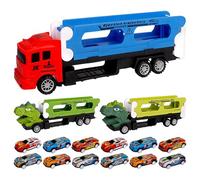 Dinosaur Carrier Truck, Sliding Race, Toddler Toy, Toys with 12 Toy Car, Dinosaur Transport Truck, Educational Toys, Durable Build, Easy Assembly for Kids 3-5 Years, 2.4x4.33 inches