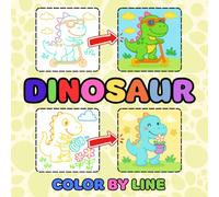 Dinosaur Color By Line: Bold and Easy Designs with Pastel Outlines for T-Rex Lovers, Fun for Kids and Adults