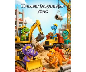 Dinosaur Construction Crew: Cute dinosaurs operating excavators, bulldozers, cranes, dump trucks, loaders, cement mixers, and other construction vehicles on fun building-site adventures.