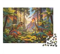 Dinosaur Forest Puzzle pour Garçons et Filles 1000 Pièce Recyclable Jurassic Period Puzzle Fun and Stimulant Family Game Idée de Cadeau Parfaite for Child‘s Birthday 70x50cm/1000pcs