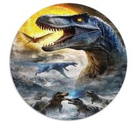 Dinosaur géant Puzzle 1000 Pièces Jeu de Puzzle 1000 Pièces Rond Papier pour Adultes Monde Jurassique