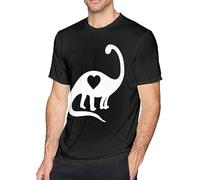 Dinosaur Love Heart Men's Basic Outdoor Casual Custom Short Sleeve T-Shirt Cotton Tee Manches Courtes(3X-Large)