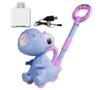 Dinosaur Machine à Bulles, Fabricant de Bulles de Dinosaure,Maker de Bulle Automatique avec lumière LED - Dinosaur Push Backyard Toy pour garçons et Filles, 10 Trous, Plaisir en Plein air