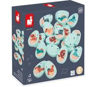 Dinosaur Mémo Dino-20 Pièces en Bois en Forme d'?ufs Dino-10 Paires de Bébés Dinosaures-Jeu de Mémoire Enfant-Dès 24 Mois, J05826, Multicolore
