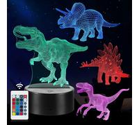 Dinosaur Night Light, 3D Dinosaur Lamp Gifts With 16 Color Changes And Remote Control, Gifts For Children 3 4 5 6 Years Old And Above, Bedside Lamp (4 Pcs)