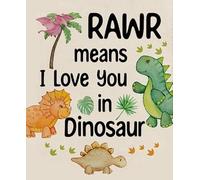 Dinosaur Nursery Decor - Rawr Means I Love You Poster, Cute Quote Wall Art for Boys Room, Toddler Playroom and Classroom(Unframed,08x12inch(20x30cm))