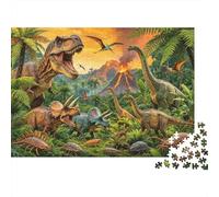 Dinosaur Park Jigsaw Puzzles 1000 Pieces Recycled Material Jurassic Period Adult Jigsaws Developing Boy & Girl‘s Intelligence Parent Child Game Activity 38x26cm/1000pcs