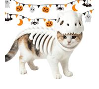 Dinosaur Pet Outfit - Soft Cotton Velvet, Glow Bone Pattern, Warm Elastic L | Cat Costume Dog Costumes Hooded Dinosau Role Play Small Medium Breed Birthday Kitten Puppy Halloween Cosplay Party Photo Prop