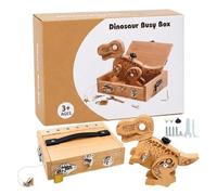 Dinosaur Puzzle, Wooden Building Blocks, Fine Motor Skill Playset with | Classic Learning Gift, Portable Organizer for Boys Girls Age 0 to 3 Birthday Holiday Indoor Outdoor Home Party Preschool