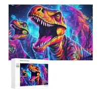 Dinosaur Puzzles en Bois 1000 Pièces Adultes, Poster Jigsaw Puzzle, Design Unique Jouet ÉduChatif pour Adolescents Et Enfants （75×50cm）