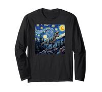 Dinosaur Reptiles Prehistoric Starry Night Van Gogh Style Manche Longue