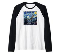 Dinosaur Reptiles Prehistoric Starry Night Van Gogh Style Manche Raglan