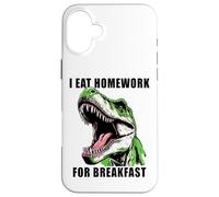 Dinosaur School Kids Humor - I Eat Homework for Breakfast Coque pour iPhone 16 Plus